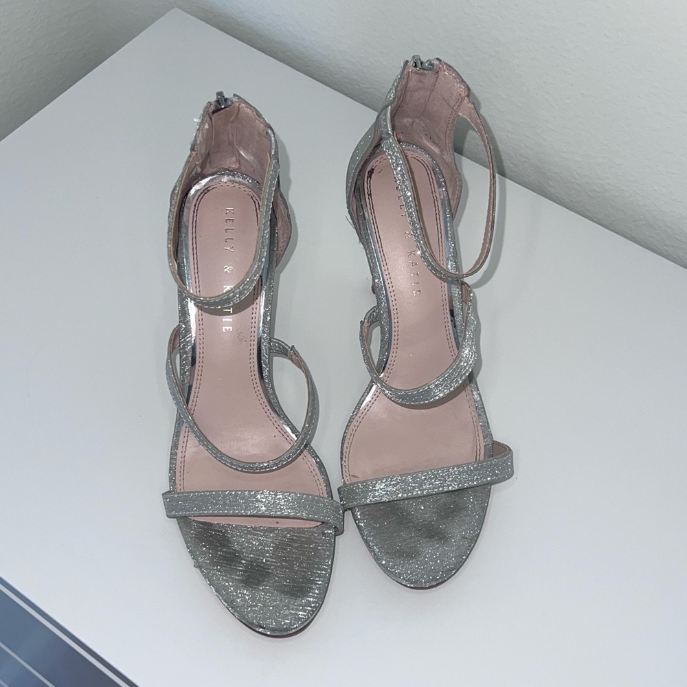 Worn Once Kelly & Katie Sparkle Silver Strappy Heels